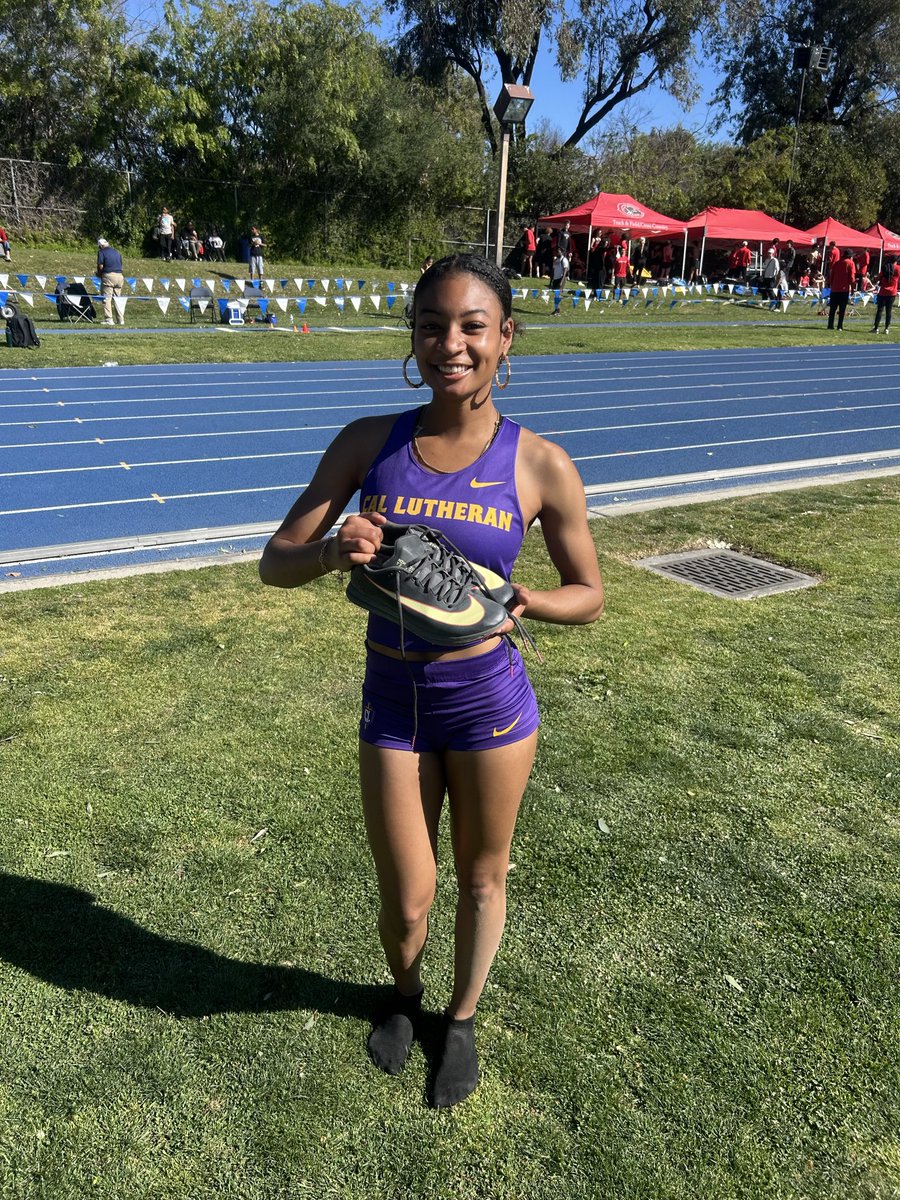 CalLutheranXCTF's tweet photo. At the SCIAC Quad Cup Qualifier today we had FOUR CLU All Time Top 10 Marks

Niani Jones - Triple Jump, 4th (11.05m) 
Summer Gelman - Steeplechase, 5th (12:04.77)
Kyndrie Bolton - Hammer, 7th (48.53m) 
Sloan Pullen - 1500m, 10th (4:50.08) https://t.co/QFEh16XRJx