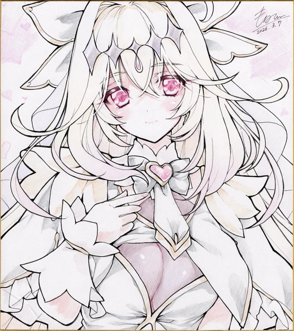 【おまけ絵】アダルトちっくアルカナ・シャドウ(名探偵プリキュア!) っぱい大きいのが見たいというお声がありまして #直筆色紙 #色鉛筆 #アナログ #おまけ色紙 #名探偵プリキュア