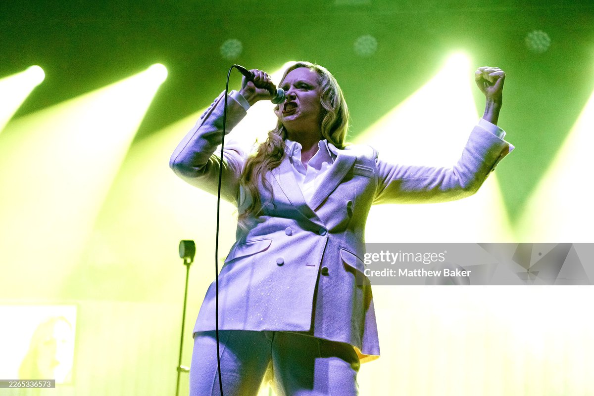 ChristieGallery's tweet photo. Gwendoline Christie performs onstage with Sleaford Mods at O2 Academy Brixton on March 07, 2026 in London https://t.co/HZm0QU92kx