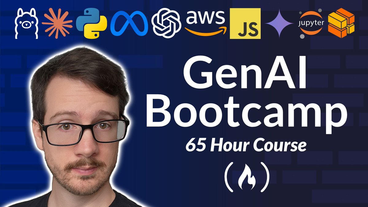 Generative AI systems can create content, like text or code, based on data they've been trained on.

And in this 65-hour bootcamp, <a href="/andrewbrown/">Andrew Brown</a> (and many other instructors) teach you key GenAI concepts.

You'll get hands-on experience with Python data libraries, learn about