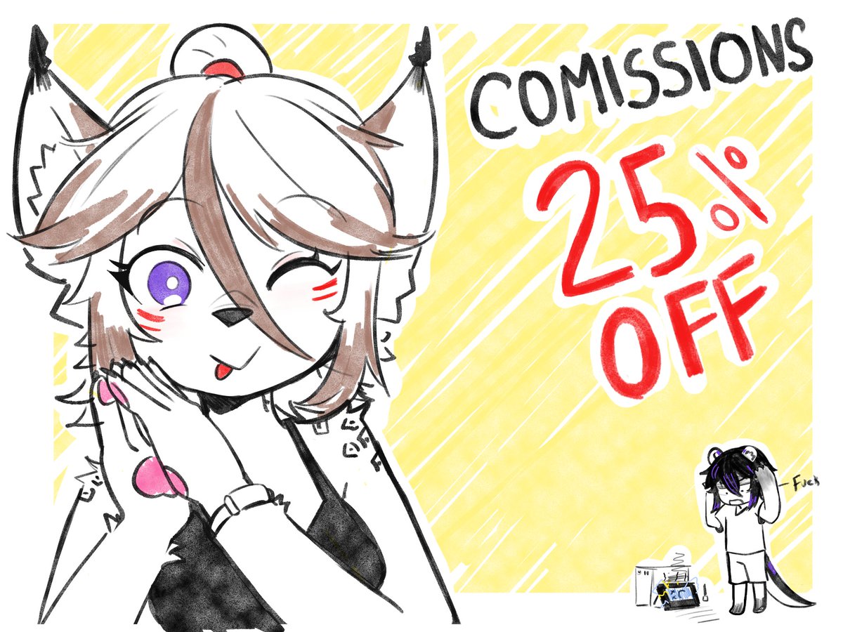 ✨Commission Slots especial discound :3 ✨
I had to pay for PC repairs, so I’m opening a small discounted batch. Working from my iPad, so please only claim if you're okay with waiting (max ~1 month).

🎯 Goal: $500
Sketch $20 (8)
Flat $35 (4)
Full Render $60 (4)
RTs appreciated