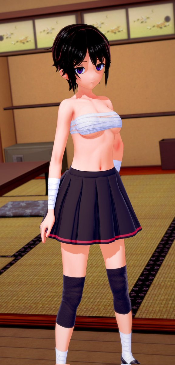 AkumaBoukon's tweet photo. Sarashi and skirt is the best fit for working out and sparring, if you ask Yoru. https://t.co/e7YgW0JTqg