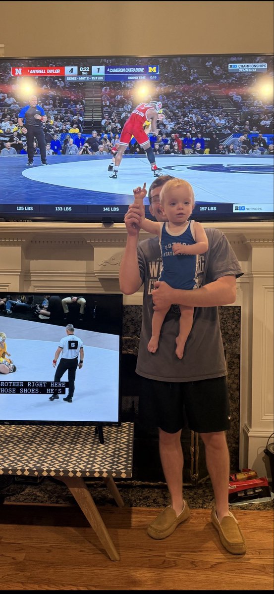 nolan_saxton_41's tweet photo. Give it 20 more years and Hank will be scrapping on TV! @ShaneSparksBTN @B1GWrestling #B1GWrestling #Quadbox #B12wrestling https://t.co/lUfGYiTV8s