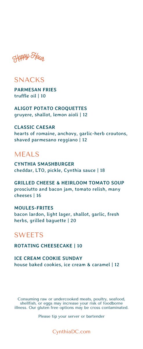 cynthiahst's tweet photo. 4-7 pm Daily Happy hour.  Available at the bar only Friday and Saturday (we have to draw the line somewhere). Thursdays for people who want to talk about it and reminisce and brainstorm. https://t.co/rLx0JPDUZz