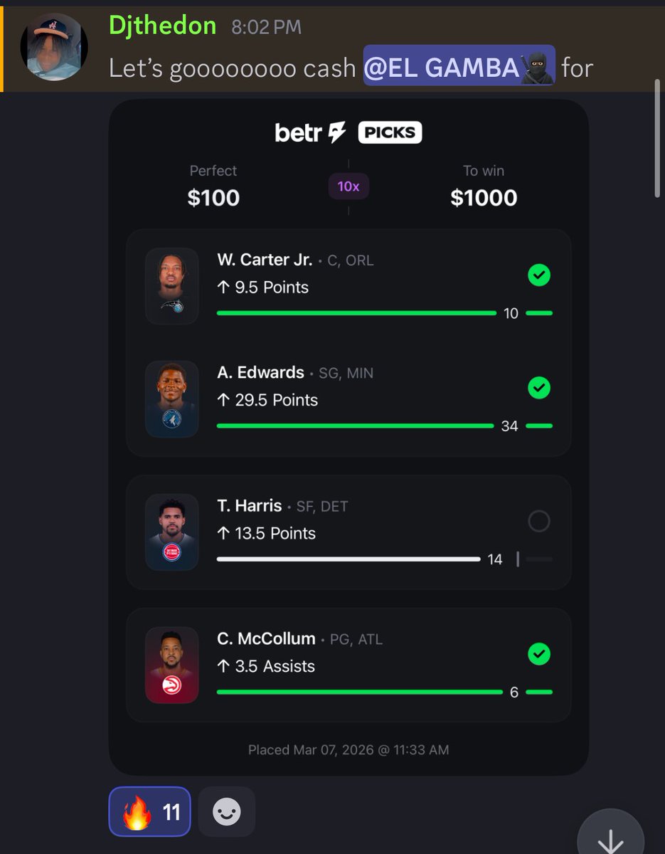MrGambaholic's tweet image. BANGGG #10X ✅✅✅✅ 
Patreon.com/GambaHim🙏🏾
Cashing VIP out The Best Part About Winning 🏆 

DM “VIP” get that MLB discount ending at 12🥳