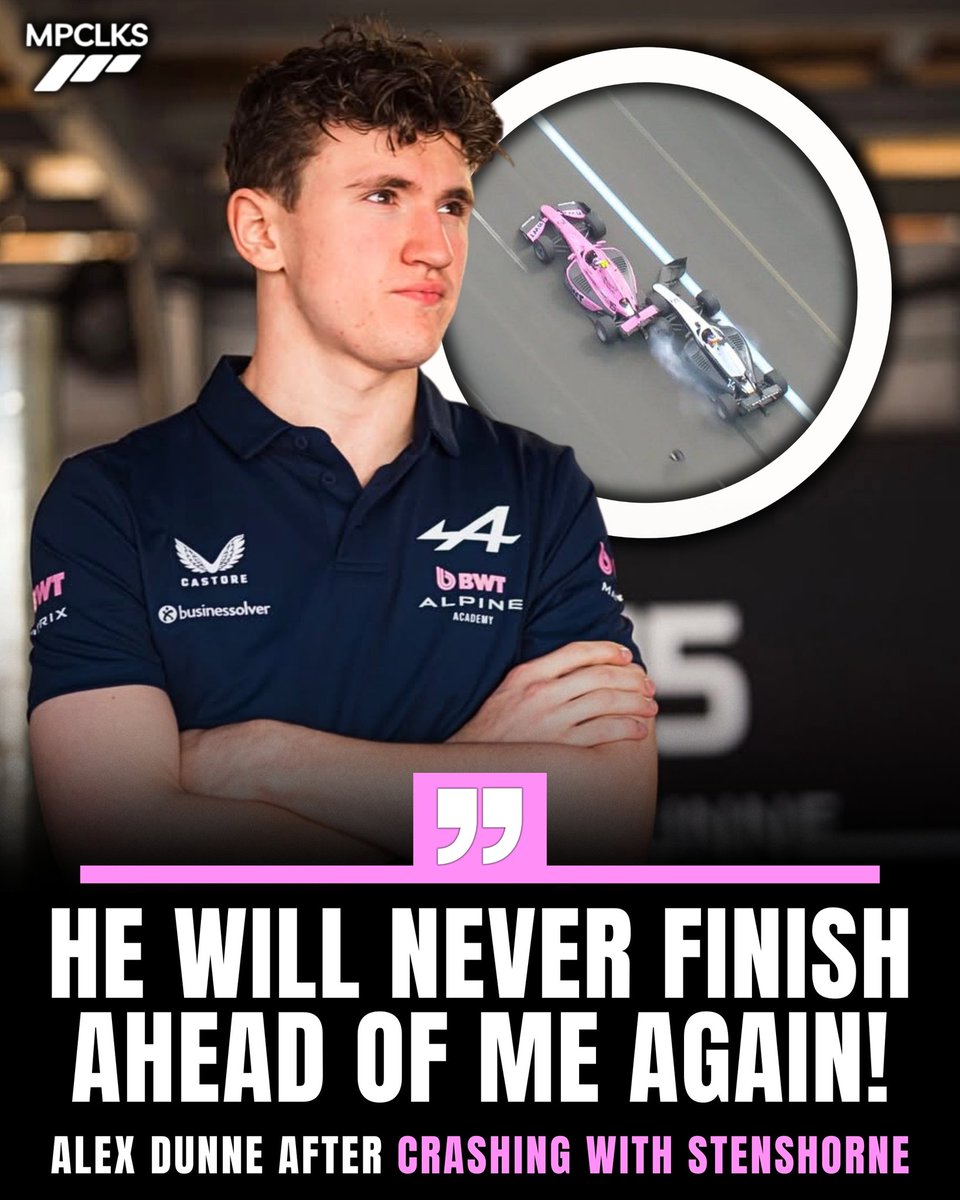 MotorspoClicks's tweet image. 🗣 "Yea I can see how this year is going to go, nice job. He is never finishing ahead of me ever again"

Dunne's team radio after colliding with his teammate Martinius Stenshorne during the F2 feature race. 😬🔥

#dunne #stenshorne #f2 #australiangp #f1