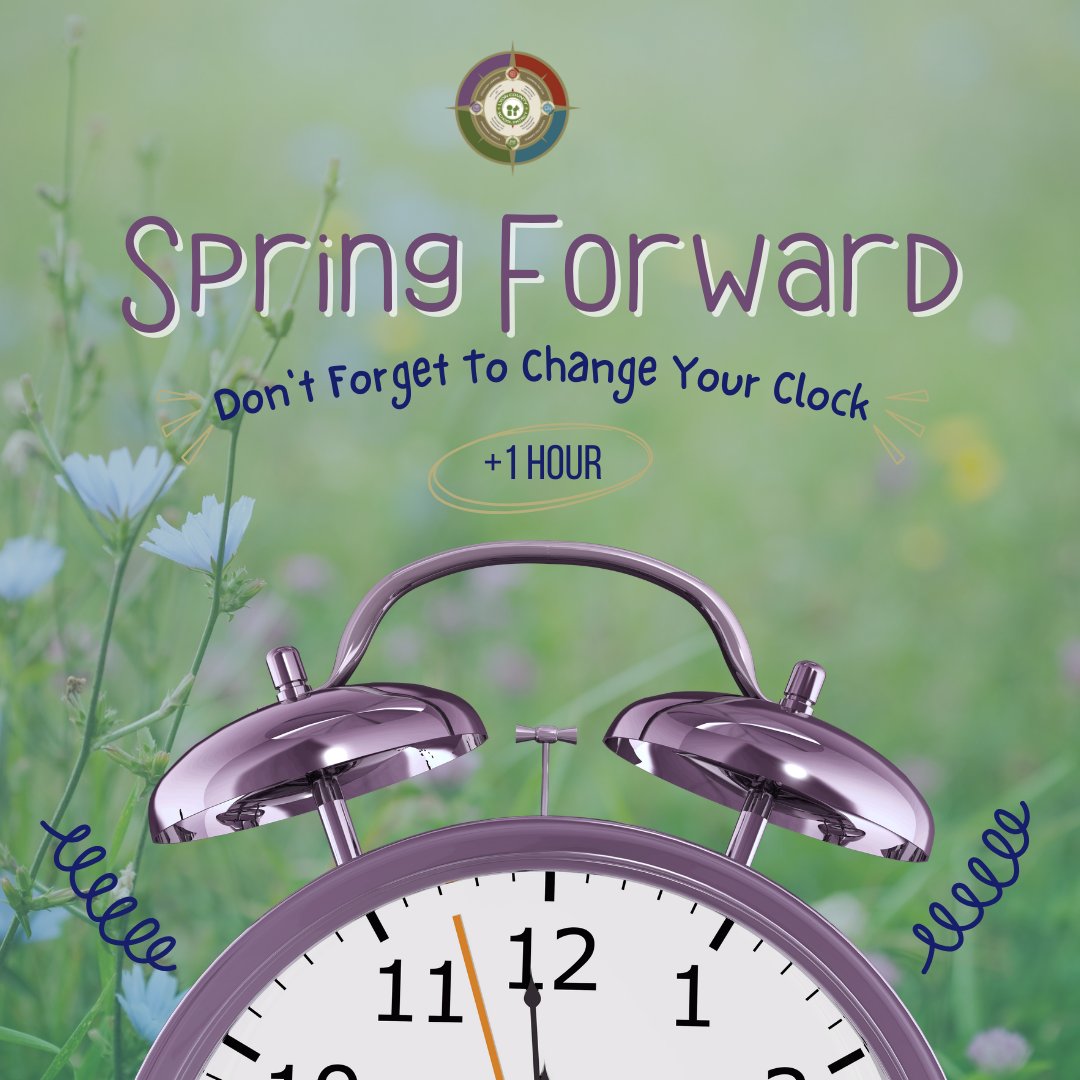 lyoncsd's tweet image. ⏰ Don’t Forget to Spring Forward! 🌷

Daylight Saving Time begins tomorrow! Remember to set your clocks forward one hour on Sunday morning.  ✨

#LyonCSD #springforward #timechange