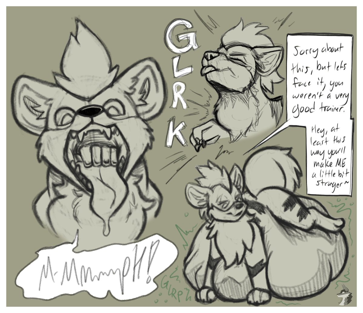 It's a very efficient way to get rid of your crappy old Trainers.

Older sketch from one of the Gulper Streams held on my Pawtreon Discord!