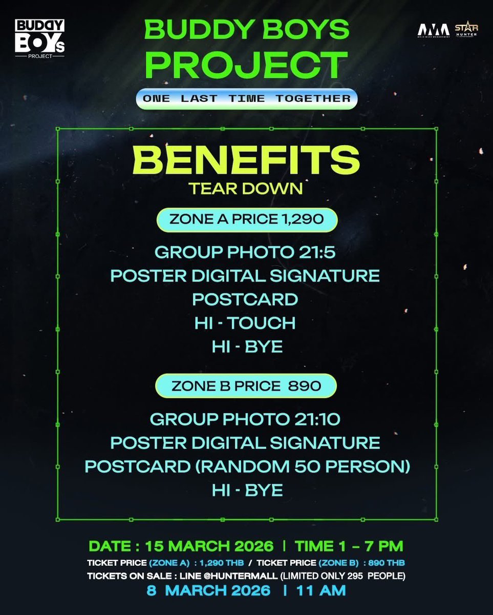 BeeYearSupport's tweet photo. อีก 3 ชม. เรามีนัดกันกดบัตรนะคะ 📢

🔴 Tickets On Sale : Line@HunterMall
(Limited only 295  people)
8  March 2026   | 11 AM

💸Ticket Price (Zone A)  : 1,290 THB 
💸Ticket Price (Zone B)  : 890 THB 

#BeeYear
#BDBProject
#StarHunterEntertainment
#MojoMuseManagement https://t.co/lvdaTDiHqs