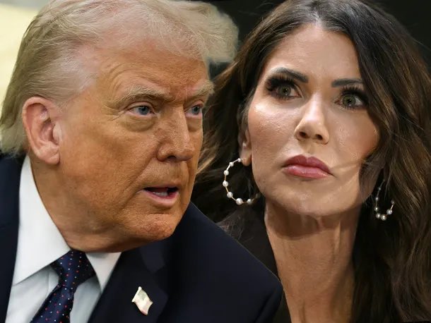 klyrova's tweet photo. President Trump sounds like he got to say his two favorite words ... "You're fired!" ... and the person on the receiving end this time is Department of Homeland Security Secretary Kristi Noem. https://t.co/aT1Zsts9Ky