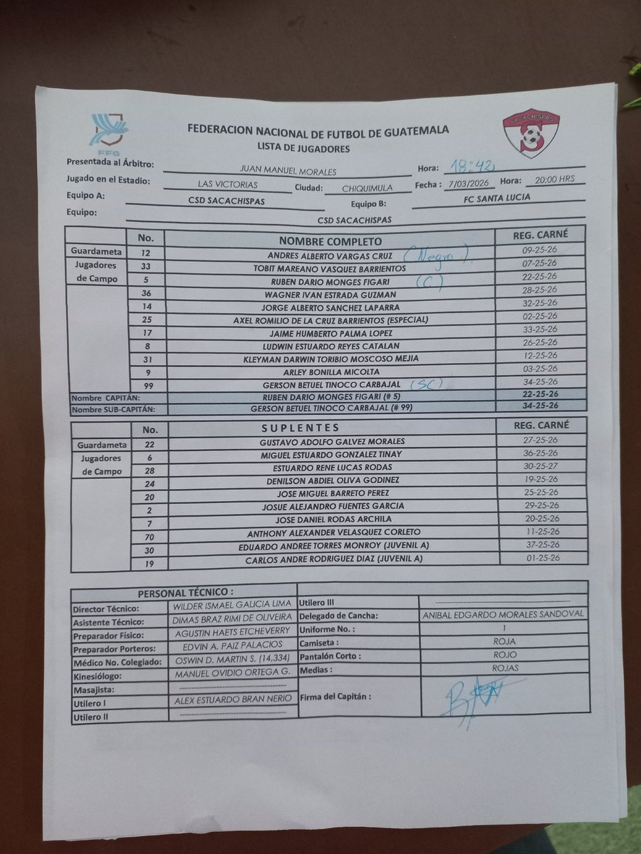 chechamonzon's tweet photo. Sacachispas vs Sta Lucía Cotz
Desde Las Victorias en Chiquimula
Así alinean https://t.co/iEqxxgtgzM