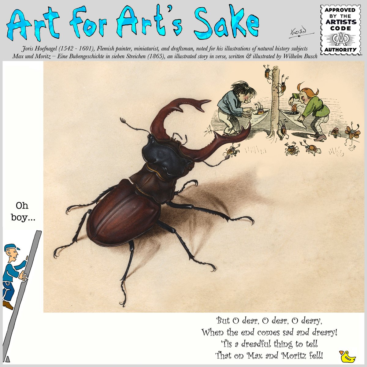 KoenOlie's tweet photo. Insects...
#artcomic #artcartoon #cartoonart #digitalart #artforartssake #plunderart #mashup #jorishoefnagel #maxundmoritz #wilhelmbusch https://t.co/C76Hp6wCj4