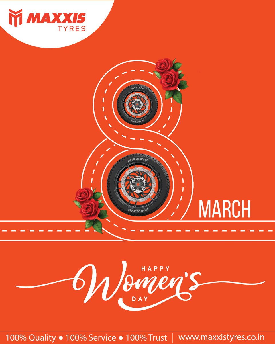 MaxxisTyreIndia's tweet image. "We Celebrate Women Who Keep the World Moving."🌹🎉

This Women’s Day, Maxxis Tyres India Honors the Women who continue to break Barriers, Lead with Confidence, and keep the World moving Forward.

Happy Women’s Day! 🌹🙏

#WomensDay #Maxxis #DriveWithConfidence @MaxxisTyreIndia