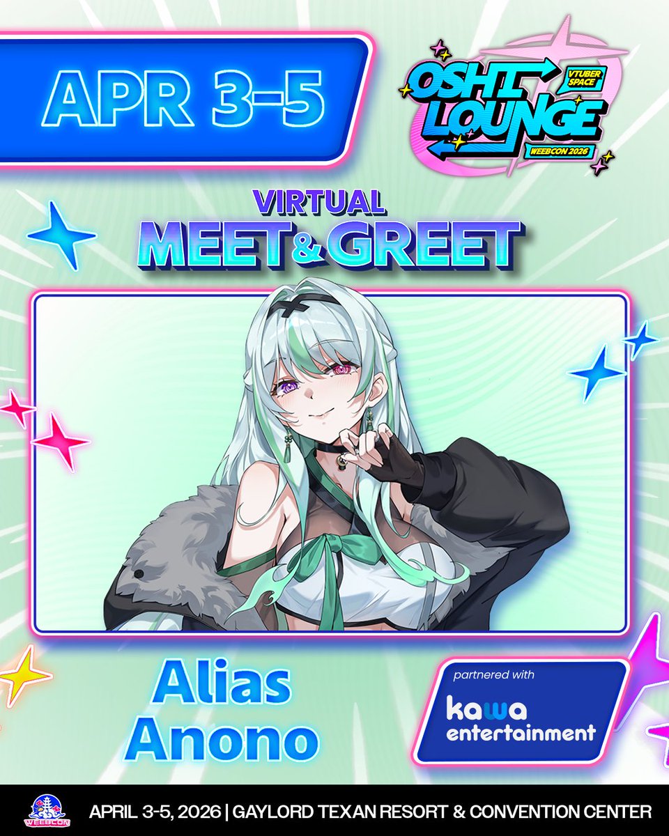 🎭👻･♡┈┈┈┈┈┈┈┈┈┈♡･🎭👻
ALIAS YES YES A NO NO~!! Nihowdy~ your ghostly fiancee is coming to Texas! 💚💚💚
Use code: AliasAnono10 for 10% OFF your ticket! 
Link to Weebcon Below~
🎭👻･♡┈┈┈┈┈┈┈┈┈┈♡･🎭👻