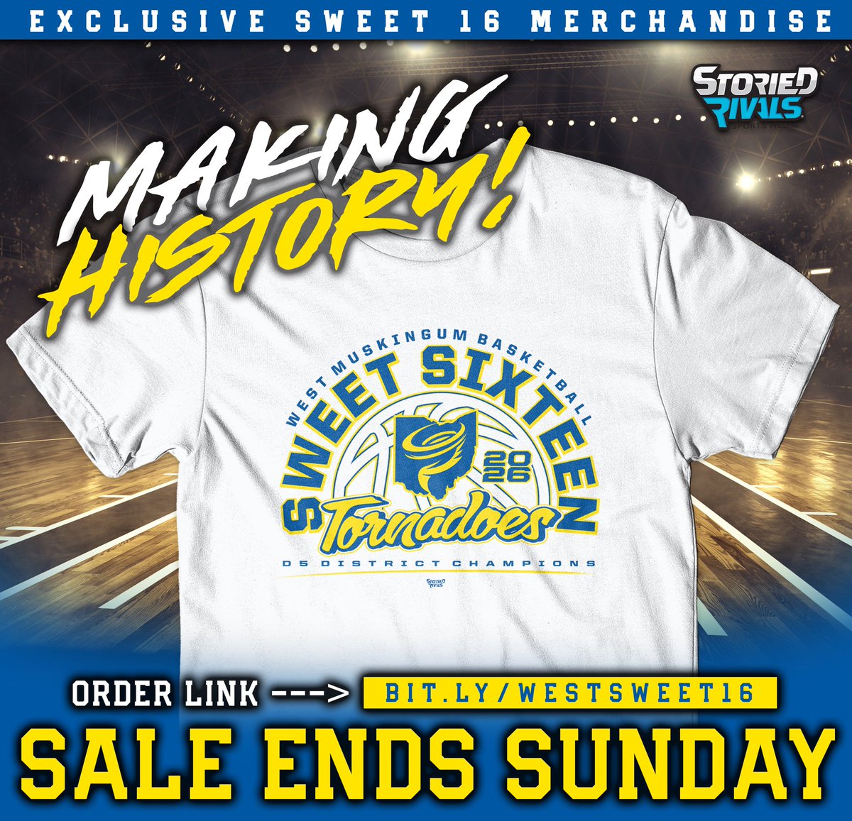 StoriedRivals's tweet photo. @WestMSports @WoodNation_RHS @EastDistrictAB 3️⃣6️⃣ YEARS IN THE MAKING!

West Muskingum locks up its 1st DISTRICT 🏆 since 1990 with a win over Ridgewood, 56-17.

Order EXCLUSIVE merch!⤵️
Store closes SUNDAY😲
🔥https://t.co/6w8ZbeBGZf

The Tornadoes (21-5) next face St. Clairsville in the SWEET 16 (3/11) at ZHS. https://t.co/p2g4Sa1WBY