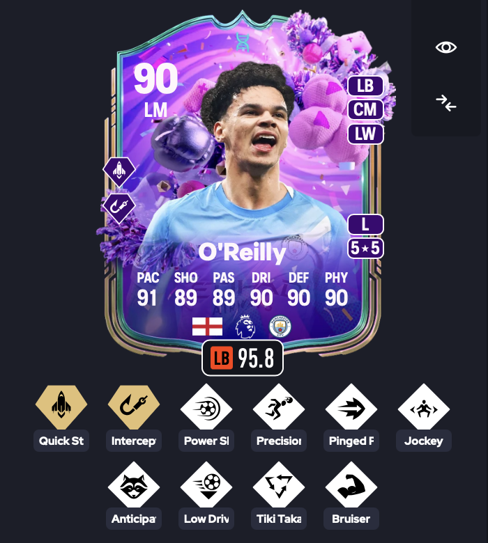 FC26EvoLegend's tweet photo. Name: Nico O'Reilly
Club: Manchester City
Nation: England
League: Premier League
Position: LM/LB/CM/LW

Evo amount: 15
Match amount: 26 matches
Total price: 65.000 coins – 450 points

(Stats and chain are listed below)

Follow @FC26EvoLegend for more evos
#FC26 #EVO #EvoLegend https://t.co/jFMbRG4TfV
