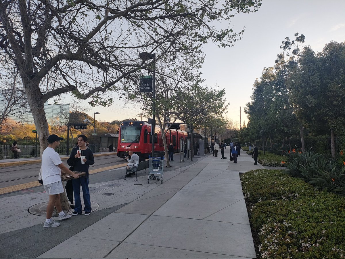 PJQuezada1's tweet photo. @sdmts Just got here. I was wondering what happened. This green line trolley just left heading east. https://t.co/Czmdn1zD5i