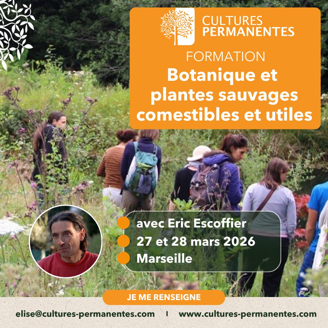 _Permaculture's tweet photo. Vendredi 27 et samedi 28 mars 2026 à Marseille - 2 jours en salle/terrain
➙ des éléments concrets, théoriques et pratiques, et des clés d’entrée pour l’observation, la reconnaissance et l’usage des plantes
- Infos : https://t.co/DlZKyTdNiH
- Témoignages : https://t.co/gJps1ZXMx9 https://t.co/joV76OPpMU