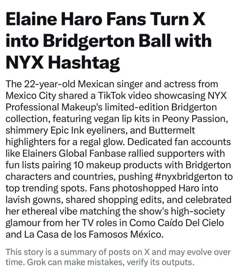 Salimos en las noticias de X. Nos fue muy bien con la tendencia de hoy, como siempre el fandom apoyando a nuestra Elaine