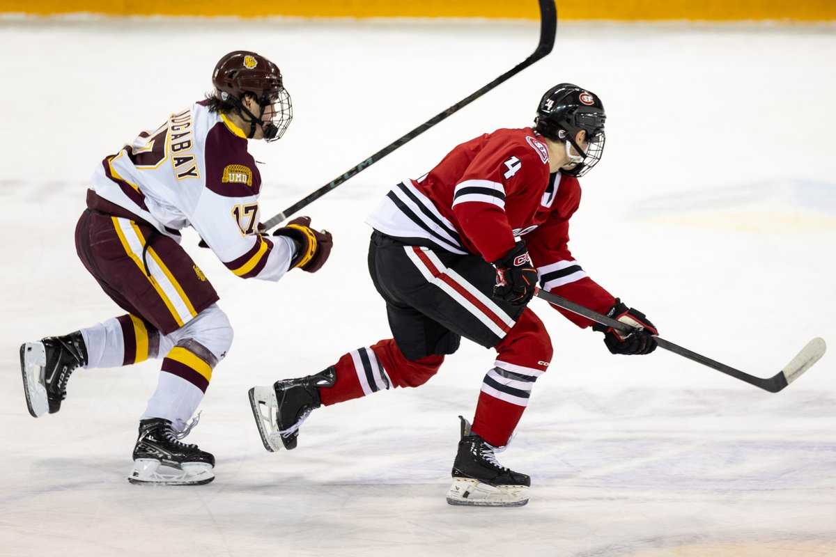 NCHC Playoff Hockey | End of Two: <a href="/SCSUHuskies_MH/">St. Cloud State Men's Hockey</a> 1 <a href="/UMDMensHockey/">UMD Men's Hockey</a> 0 SOG: 24-19 (UMD) | Gial: Roed (SCSU) (Photos Prout) <a href="/TheNCHC/">The NCHC</a> <a href="/chnews/">College Hockey News</a>