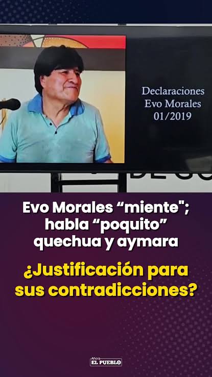 TedRivers's tweet photo. @evoespueblo #EvoMoralesTerroristaPedofilo
A sus 67 años POR #FLOJO NUNCA Aprendio ningun idioma
Afirmó a finales de octubre de 2024 que sus declaraciones sobre el uso de armas fueron tergiversadas, argumentando que no tiene un manejo perfecto del castellano por ser aimara/quechua parlante https://t.co/2g9xKg183h