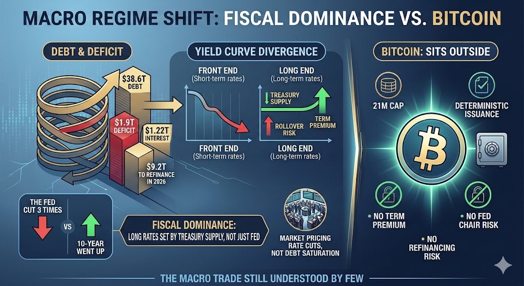The Fed cut 3 times. The 10-year went up. That is the signal. $38.6T ...