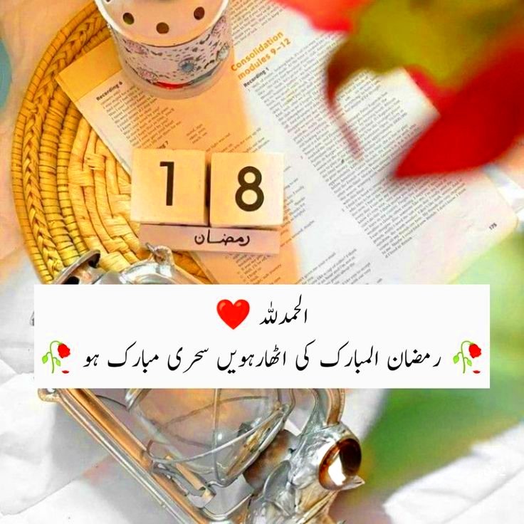 ﷽  

#اَلسَلامُ_عَلَيْكُم_وَرَحْمَةُ_اَللهِ_وَبَرَكاتُهُ
#صــــبـــخ_بــــــــخــــــیر
رمضان المبارک کی اٹھارویں سحری مبارک ہو 

زنـدگـی میں ہمیشہ وہ لـوگ پُـر سُکون رہتے ہیں جـو پـوری نہ ہـونے والی خـواہشوں سے زیادہ اُن نعمتوں پر شُکر کرتے ہیں جو اللّٰه پاک نے عطا کی ہیں