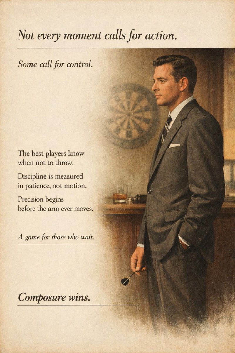 DartRise23's tweet photo. Not every moment is meant to be rushed. Control the pause, trust the timing, and let mastery speak softly 🎯 #Darts #StayReady #ComposedPlay #FocusFirst #DartMind https://t.co/NyJE8FMRzn