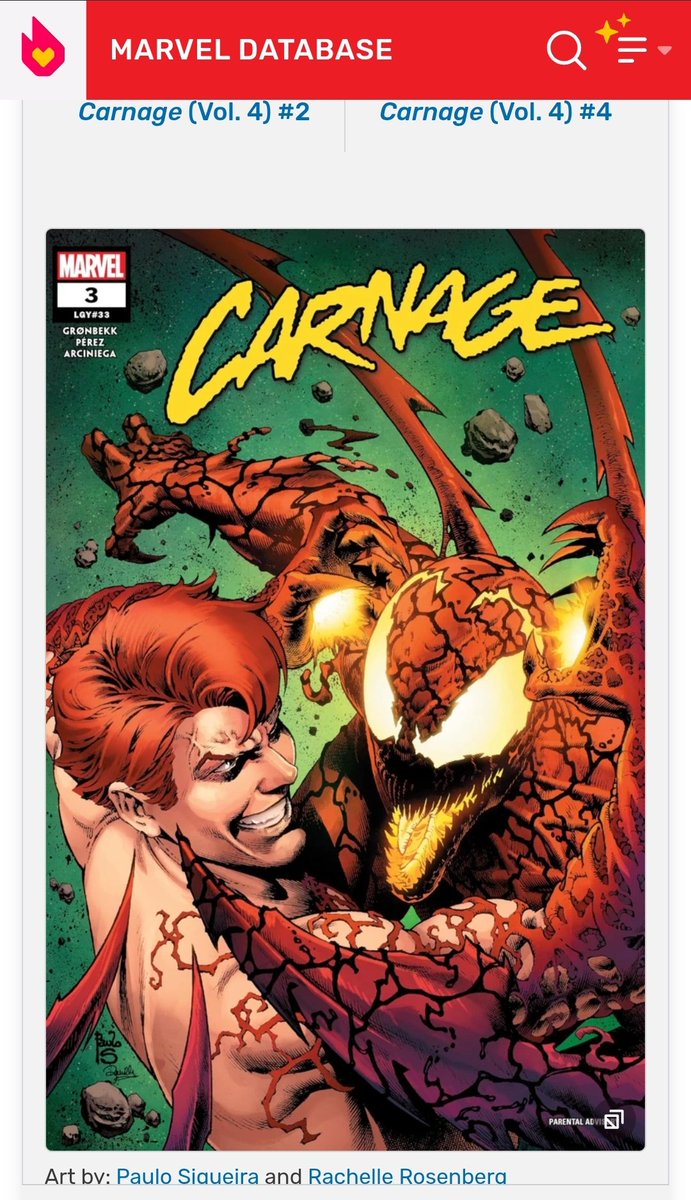 Whimsiwind's tweet photo. @thevenomsite @pastas_house Cletus was killed by the Carnage symbiote in Carnage Volume 4, Issue #3 after the two got into an argument. 
I'll even supply Cletus Kasady's death count as well as a snip-it from the issue itself https://t.co/jaoXHZglRd