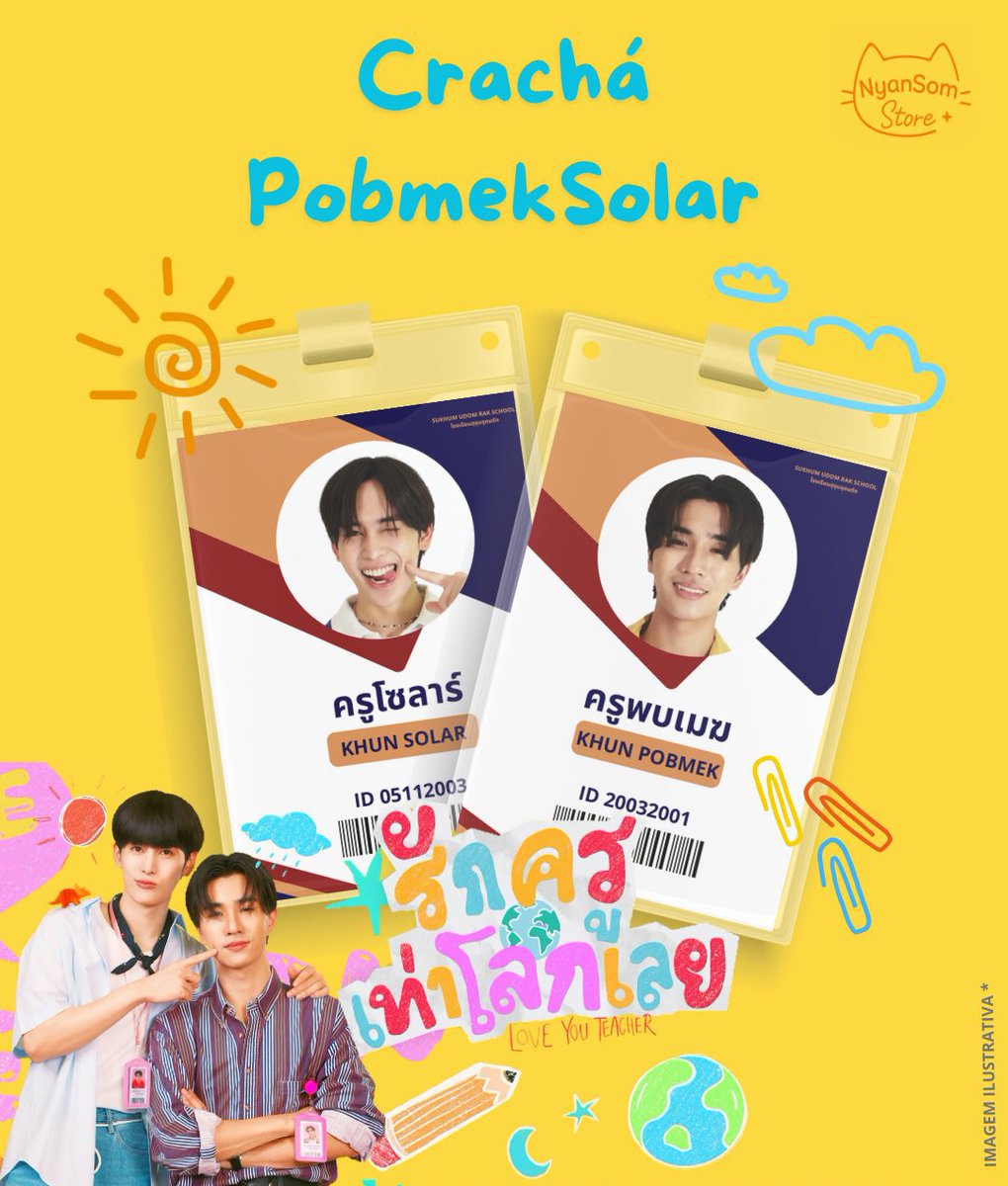 NyanSomStore's tweet photo. ⛅️ CRACHÁ POBMEK SOLAR ⛅️

💰 R$ 45,00 + frete nacional
❇️ temos 9 unidades restantes 
ℹ️ O preço é o par, já incluso o crachá, produto fanmade.

#PerthSanta #LoveYouTeacherSeries https://t.co/KwHVdhEwqg