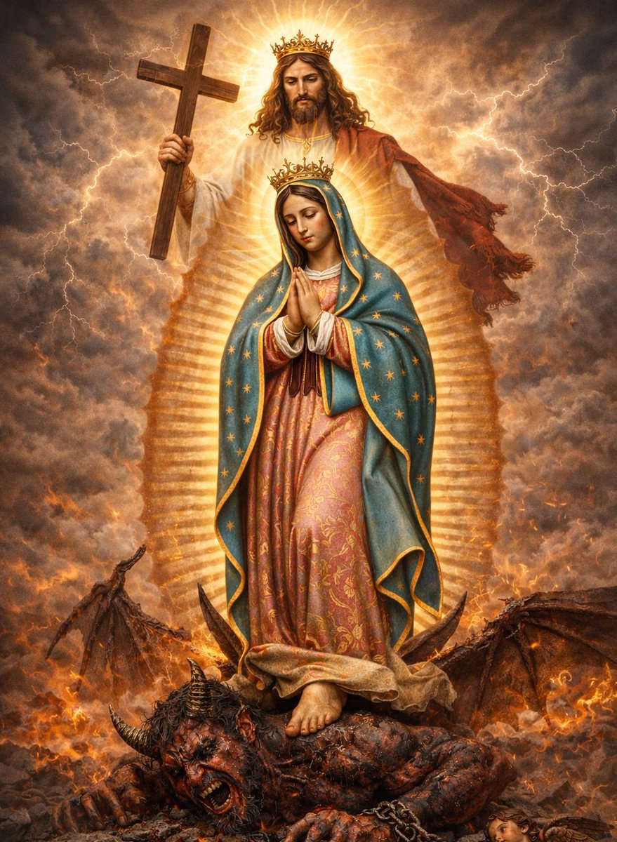 ✝️ Dios te salve, María, 
llena eres de gracia;
el Señor es contigo.
Bendita Tú eres 
entre todas las mujeres,
y bendito es el fruto de tu vientre, Jesús. 

Santa María, Madre de Dios,
ruega por nosotros, pecadores,
ahora y en la hora de nuestra muerte. Amén 🙏