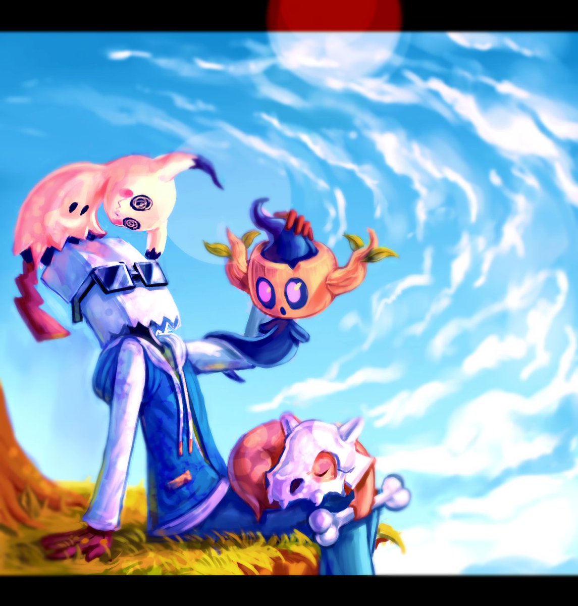 uramashit's tweet photo. old draw, me with 3 pokemons https://t.co/6vSiuZGpTo