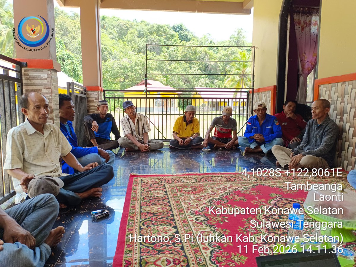 Hartono44759248's tweet photo. Rabu (11/02/2026) luhkan Kab. Konawe Selatan, Sosialisasi Program Laut Untuk Kesejahteraan (Lautra) Tahun 2026 pada KUB Menduara Ds. Tambeanga, Kec. Laonti, Kab. Konawe Selatan, Prov. Sulawesi Tenggara
@Luhkonsel
#brpbap3maros
#ekonomibiruuntukindonesiaemas https://t.co/IjzvnZubjH