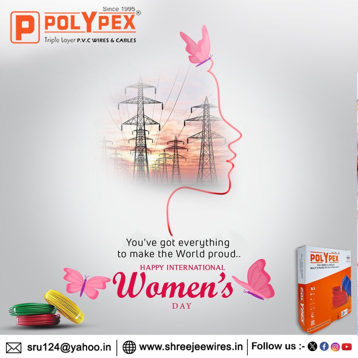 Polypex_wire's tweet photo. Today we celebrate the women who lead, inspire, and spark change in every industry. You have everything it takes to make the world proud! 🌸
Happy International Women’s Day from the Polypex family. 🦋
#InternationalWomensDay #Polypex #WomenInPower #Empowerment #ShreejeeWires https://t.co/jFQU6nQNqI