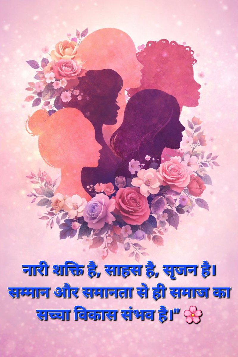 नारी शक्ति है, साहस है, सृजन है।
सम्मान और समानता से ही समाज का सच्चा विकास संभव है। 🌸
“नारी शक्ति को नमन — अंतरराष्ट्रीय महिला दिवस।” 🌸