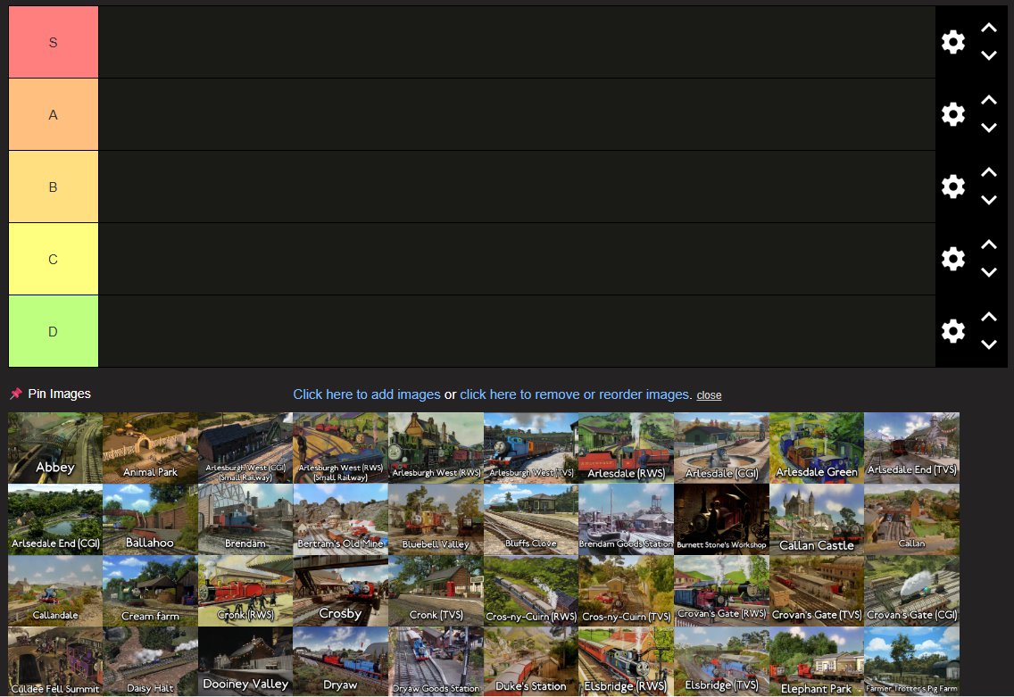 Railway_Sparr0w's tweet photo. I may have gotten carried away and made a tierlist of 128 stations across all of thomas.

Feel free to post your rankings!

https://t.co/LboBzdtWye https://t.co/qMhzF98zff