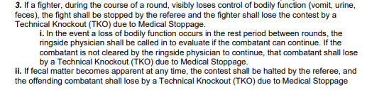 Grabaka_Hitman's tweet photo. Just to clarify here's the language in the unified rules regarding a loss of bodily functions https://t.co/8FW2CblPdJ