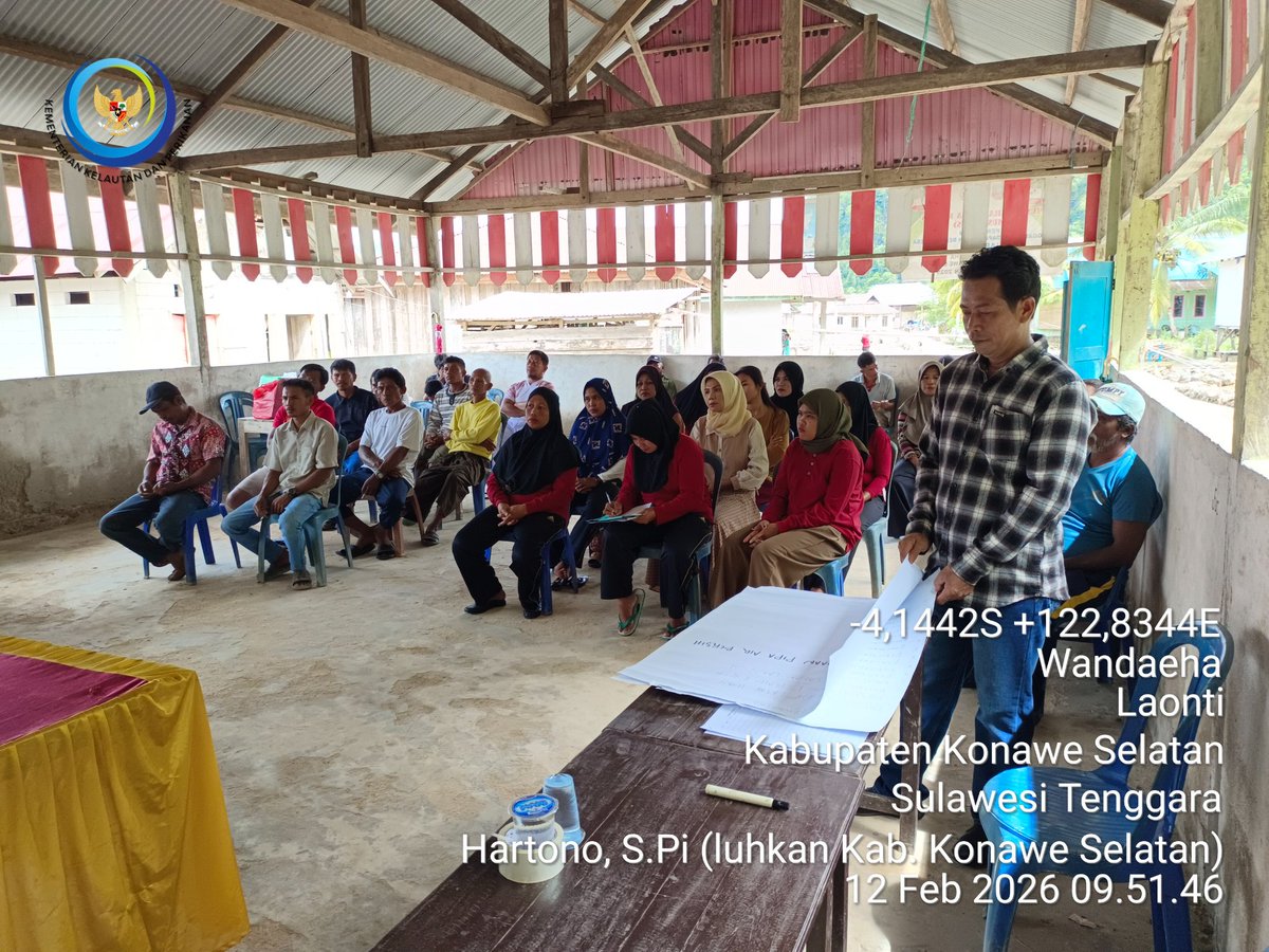 Hartono44759248's tweet photo. Kamis (12/02/2026) luhkan Kab. Konawe Selatan, Sosialisasi Program Laut Untuk Kesejahteraan (Lautra) Tahun 2026 pada KUB Muara Jaya Ds. Wandaeha, Kec. Laonti, Kab. Konawe Selatan, Prov. Sulawesi Tenggara
@Luhkonsel
#brpbap3maros
#ekonomibiruuntukindonesiaemas https://t.co/oh03w6ARYP