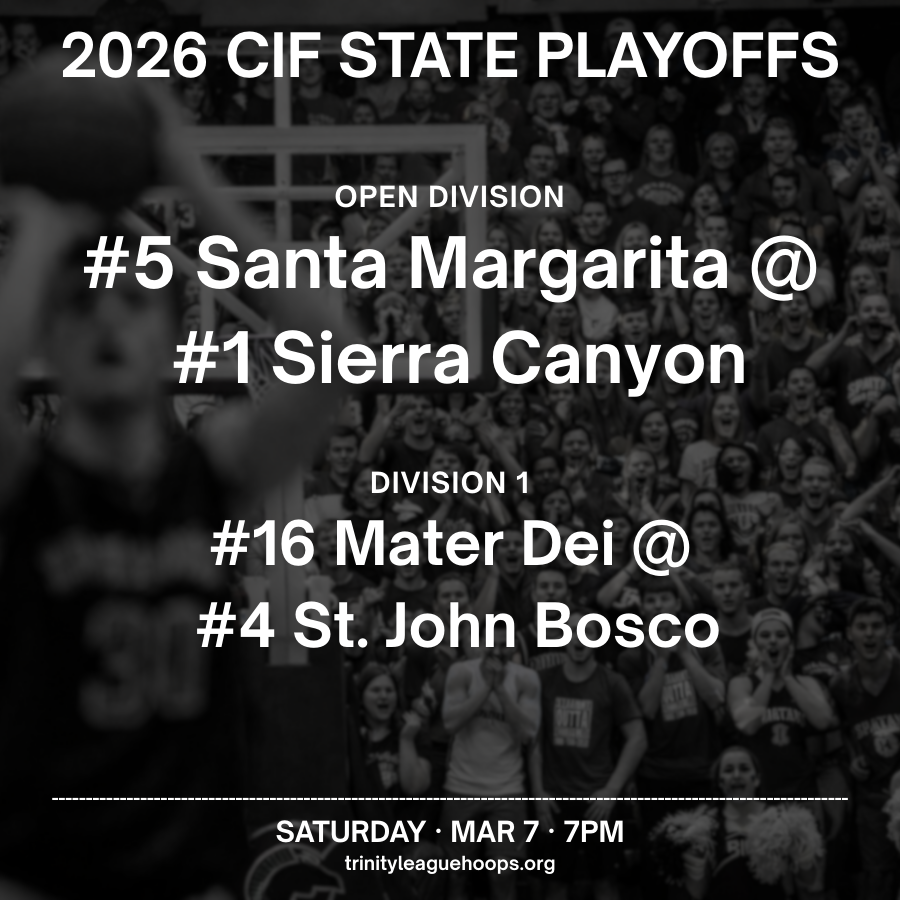 TRINITYLHOOPS's tweet photo. Tip-off in 30 minutes.

CIF State Regional Semifinals

#5 Santa Margarita @ #1 Sierra Canyon
#16 Mater Dei @ #4 St. John Bosco

https://t.co/cQ5jpaMuZL https://t.co/Ivf3HaKwna