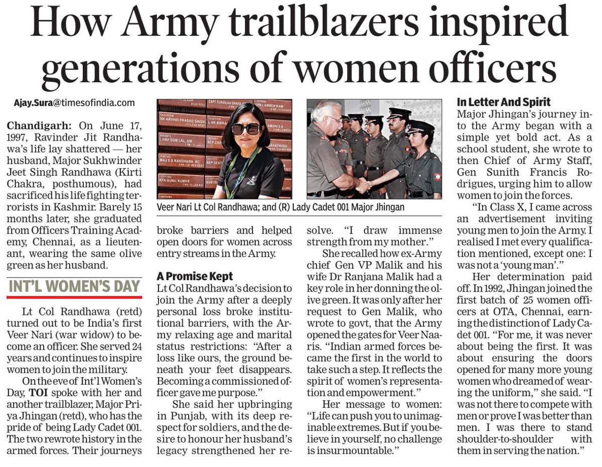 Trailblazers in Olive Green: Two women who redefined the #IndianArmy <a href="/adgpi/">ADG PI - INDIAN ARMY</a> #military #Internationalwomensday #TOI