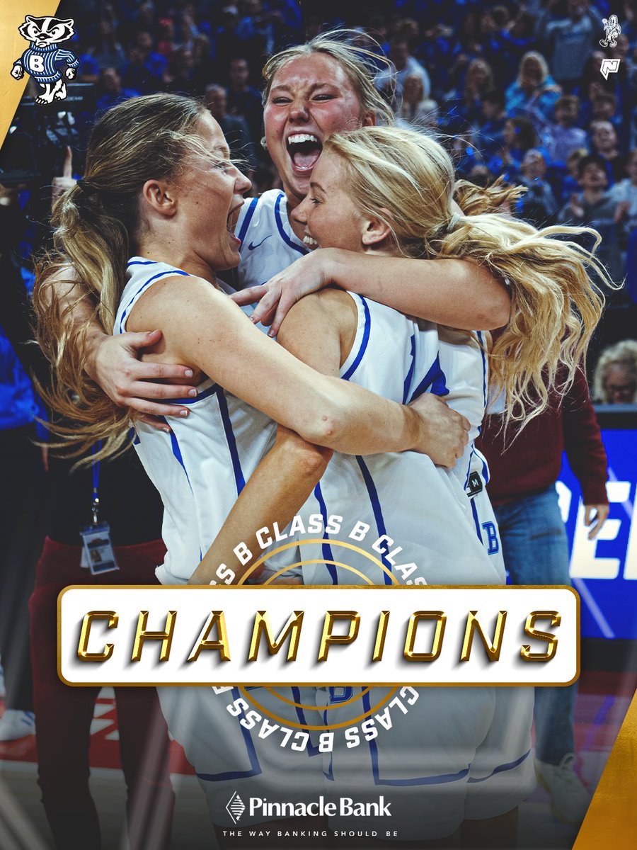 THEnebpreps's tweet photo. THE BADGERS HAVE CLIMBED THE MOUNTAIN TOP 👑

Bennington is the Class B champion for the first time ever after taking down Gretna East 49-38.

#nebpreps | @pinnbank https://t.co/mP9DaQUPKp