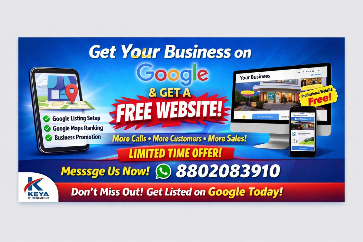 ⚠️ BUSINESS OWNERS – Are You Missing Customers From Google?

Every day hundreds of people search on Google for services near them.
If your business is not on Google Maps, those customers are going to your competitors.

🚀 Keya IT Research is helping businesses grow online with: