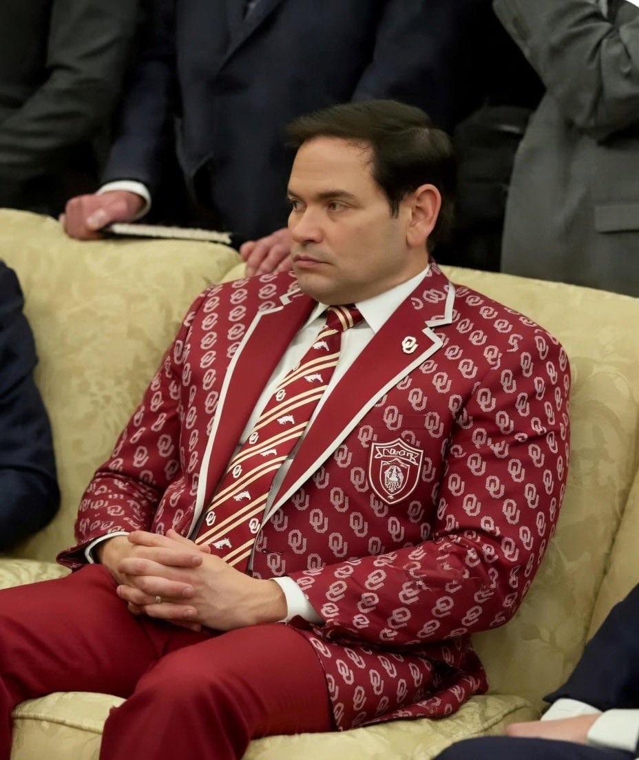 TurncoatLincoln's tweet photo. Marco Rubio hearing he’s the new head coach of OU basketball. https://t.co/bhJAZUdam8