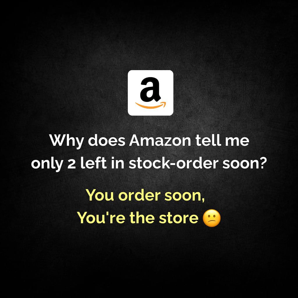 TechBySS's tweet photo. Amazon knows exactly how to trigger my panic buying π
Whatβs the most useless thing you bought online?
#Amazon
#OnlineShopping
#Relatable
#FunnyPost
#InternetHumor
#TechHumor
#Meme
#ShoppingProblems
#TwitterHumor https://t.co/BmwAw0MjUq