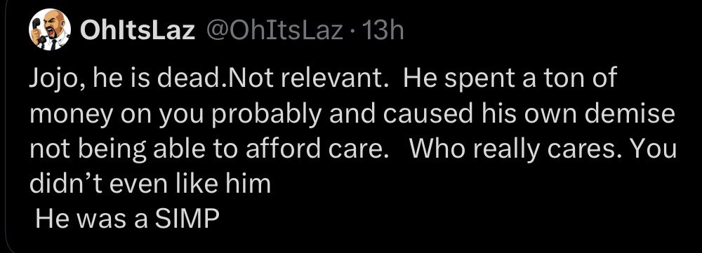 JOJOsaysbreee's tweet photo. what’s the matter pussy?? why’d you delete your tweet? are you finally fucking ashamed of who you are? delete all the evidence and crawl back into your internet whole of loneliness. 

not on my fucking watch. fight me like a man @OhItsLaz. or can you not handle a woman serving you a hot plate of shit the fuck up?
