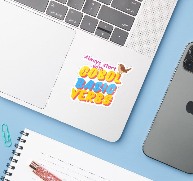 shirtparking's tweet photo. See the Basic Verbs in Cobol Programming Sticker on shirt @zazzle https://t.co/bfT7F9Z5m7 via @zazzle #Cobol #programming #LegacySystem #BasicVerbs #Sticker #Shirtparking https://t.co/KztXijS496