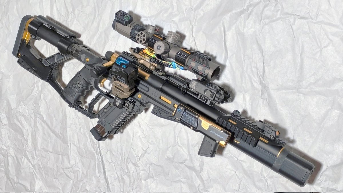 suzusiro_vsr_10's tweet image. 【 #VSRONE セットアップ】
0.2g初速：94m/s
全長：84cm
Scope：Discovery WG1.2-6
Dot：Hexion Tech Seeker
重量弾仕様内部カスタム
サプレッサー内蔵

水平器 / 傾斜計 / 方位磁針 / 温度計 PEQ / LED / リモートスイッチ / 集光サイト
#サバゲー #airsoft  #airsoftgun