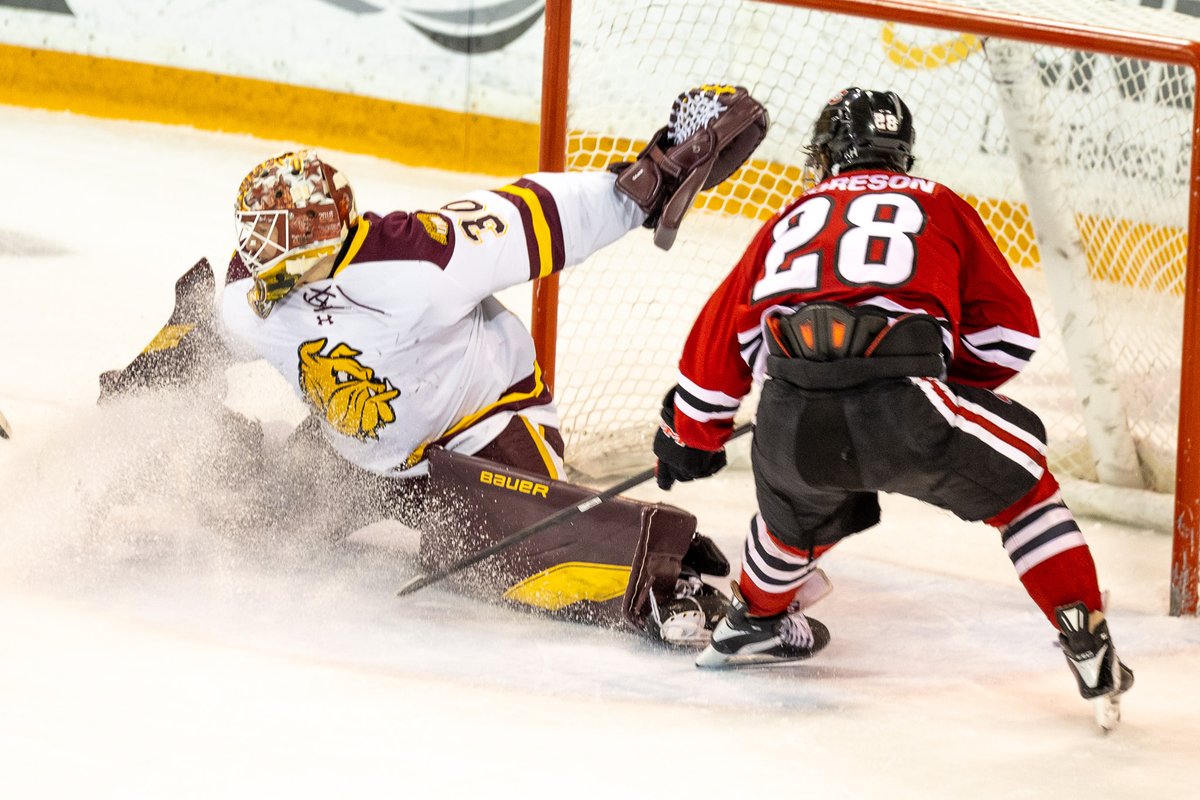 NCHC Playoff Hockey| End of Three: <a href="/SCSUHuskies_MH/">St. Cloud State Men's Hockey</a> 1 <a href="/UMDMensHockey/">UMD Men's Hockey</a> 1 SOG: 41-27 (UMD) | Goals: Roed (SCSU), Z Plante (UMD, EA) (Photos Prout) <a href="/TheNCHC/">The NCHC</a> <a href="/chnews/">College Hockey News</a> Note: UMD EA goal with 31 secs remaining. UMD on PP to start P3.