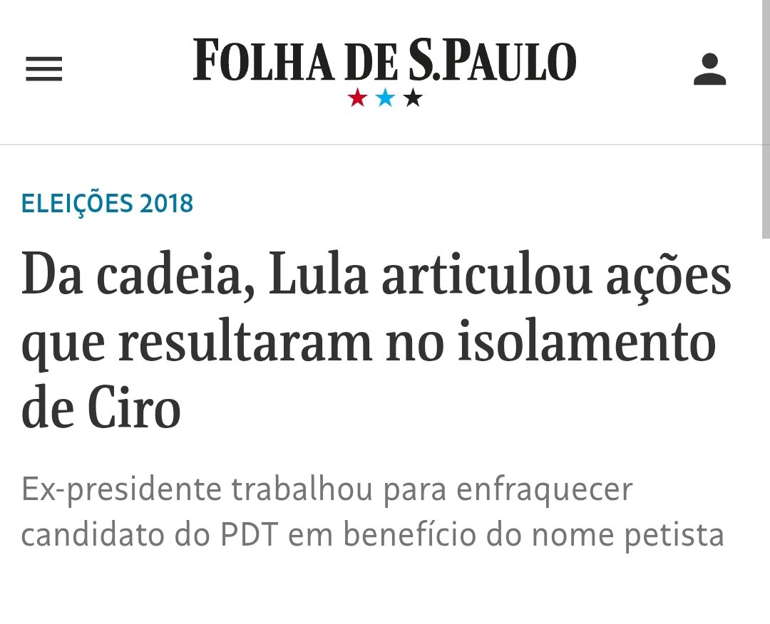 <a href="/Flatrabalhismo/">O Flatrabalhista 🌹🔴⚫️</a> <a href="/_TrabalhistaBR/">Abner Dias 🌹🇧🇷</a> www1.folha.uol.com.br/poder/2018/08/…

Sempre bom lembrar que em 2018 o Ciro Gomes estava já apalavrado com o PSB e o Centrão, porém o Lula articulou pra isolar o Ciro

O PSB ficou neutro e o Centrão foi apoiar o Alckimin