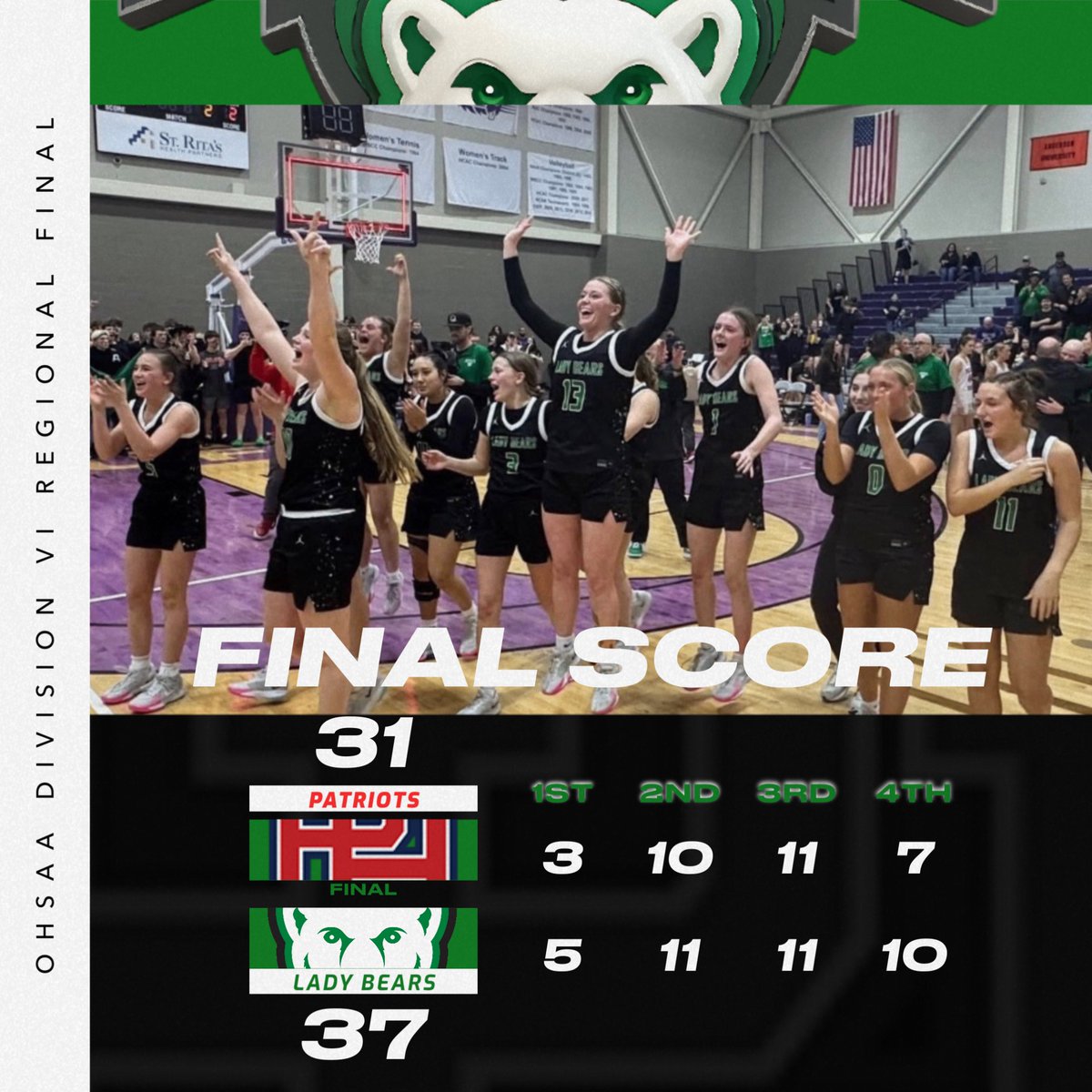 mhspolarbears's tweet photo. Lady Bears are headed to the STATE FINAL FOUR!!! See everyone at Wright State on Thursday at 7pm https://t.co/iKiVA2x4oU
